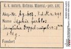 Etiketten zu Korund (Saphir) (NHMW-MIN-Ay603)